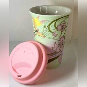 ⭐️Disney Tinkerbell ceramic travel mug/tumbler with silicone lid